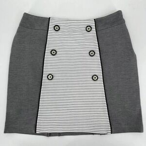 Lizzie Driver Golf Skirt Women's Size 4 Gray Striped Button Side Zip Rayon Blend